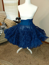 Women s Teal Layered Ruffle Tulle Petticoat Skirt Elastic Waist L