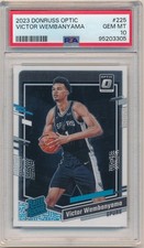 VICTOR WEMBANYAMA 2023/24 DONRUSS OPTIC #225 RC RATED ROOKIE SP PSA 10 GEM MINT