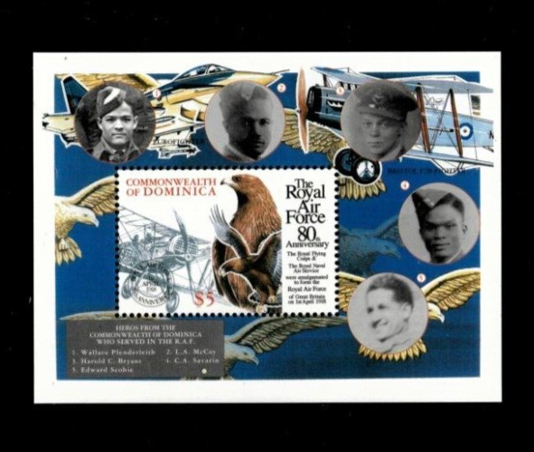 VINTAGE CLASSICS- Dominica 1998- Air Force- Souvenir Stamp Sheet- Scott 2101 MNH