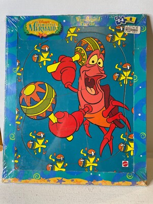 VTG 1997 Mattel Woodboard Puzzle Disney Little Mermaid 8 PC NEW!