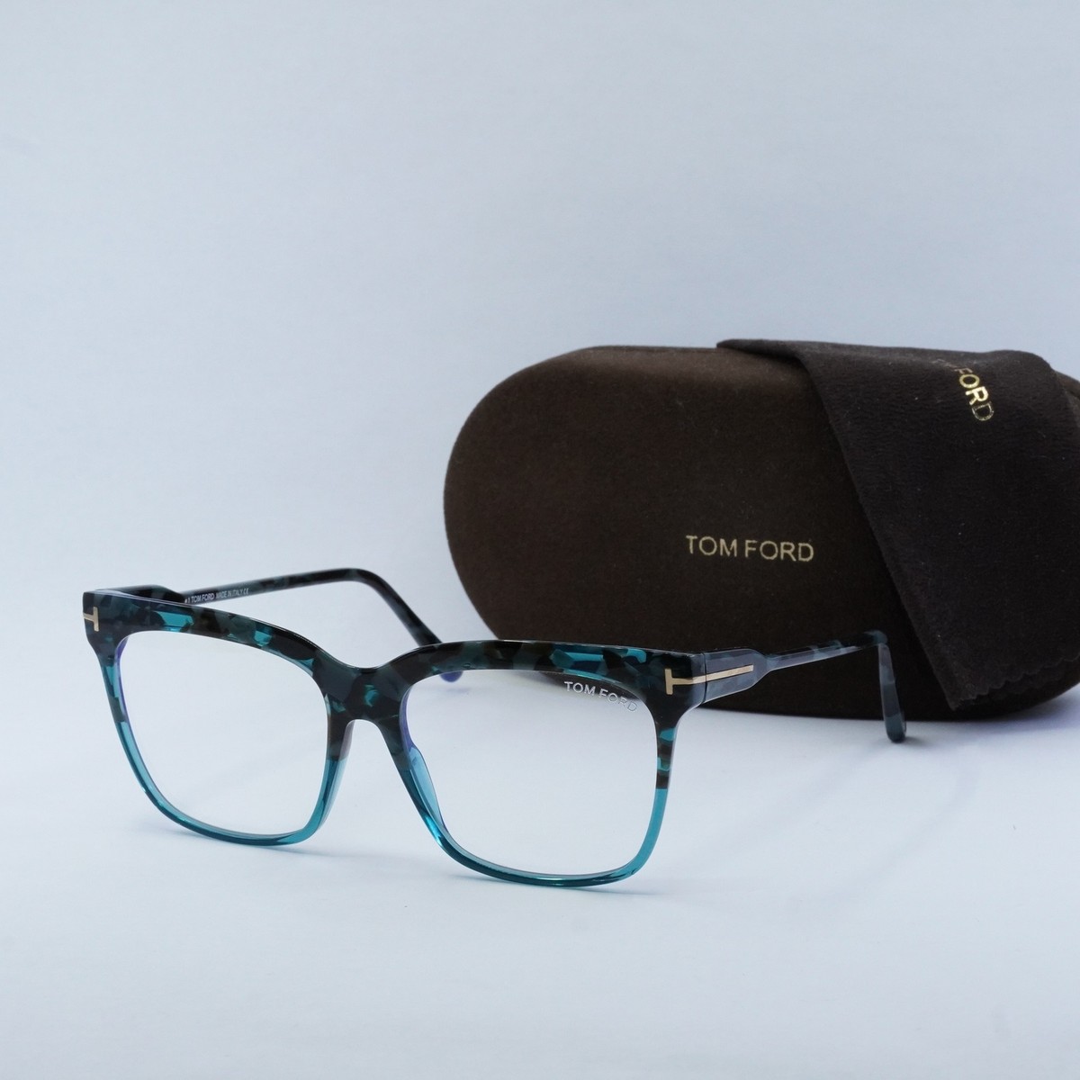 Tom Ford Women Eyeglasses Shiny Black Blue Block Square FT5768-B 001 BRAND NEW Tom Ford 5768B Blue Light blocking Filtering Eyeglasses main image 4