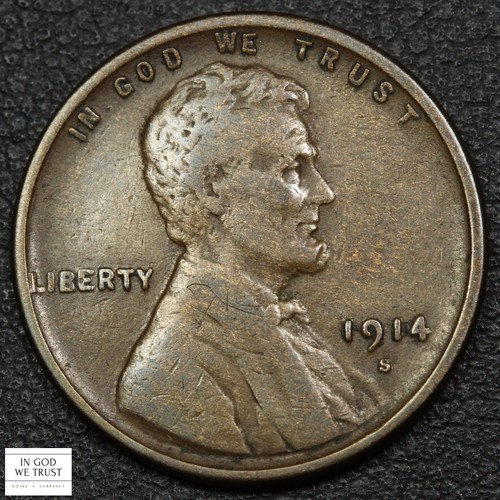 1914 S Lincoln Wheat Copper Cent 1C