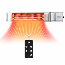 1500W Infrared Patio Heater w/Remote Control & 24H Timer Indoor Outdoor Silver