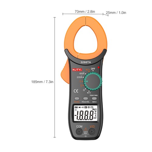 NJTY Digital Clamp Meter AC Current Portable LCD Diaplay Measuring Tool V1K4 - Picture 3 of 9
