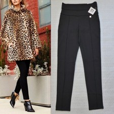 NWT ANNE KLEIN High Rise Slim Leg Pullover Ponte Pants Size S Black