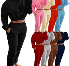 USA Women  Two Piece Set Long Sleeve Top+Pants Outfits Tracksuit Jumpsuit #Z9
