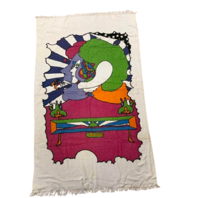 ピーターマックス　ビーチタオル　ビンテージ　サイケ　ヒッピー PETER MAX Vintage Towel Beach Bath Psychedelic Cotton Pop Art POOR