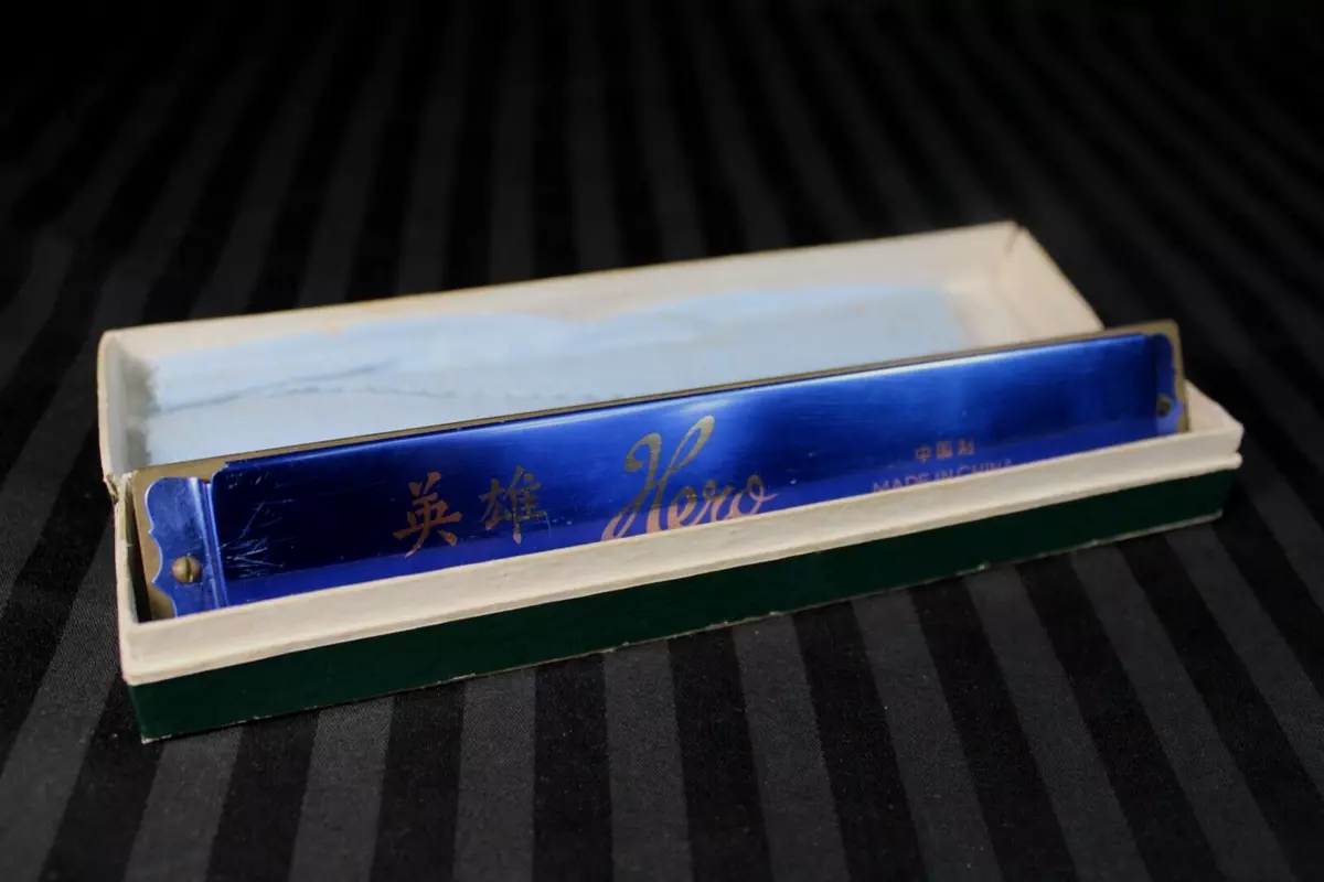Vintage 1960 S HERO Chromatic Harmonica 24 Hole with Box Cloth KEY OF C NICE