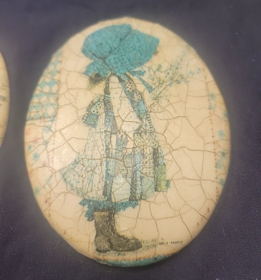 2 placas ovaladas de yeso superpuestas agrietadas de colección para niñas Foto 2 de 4