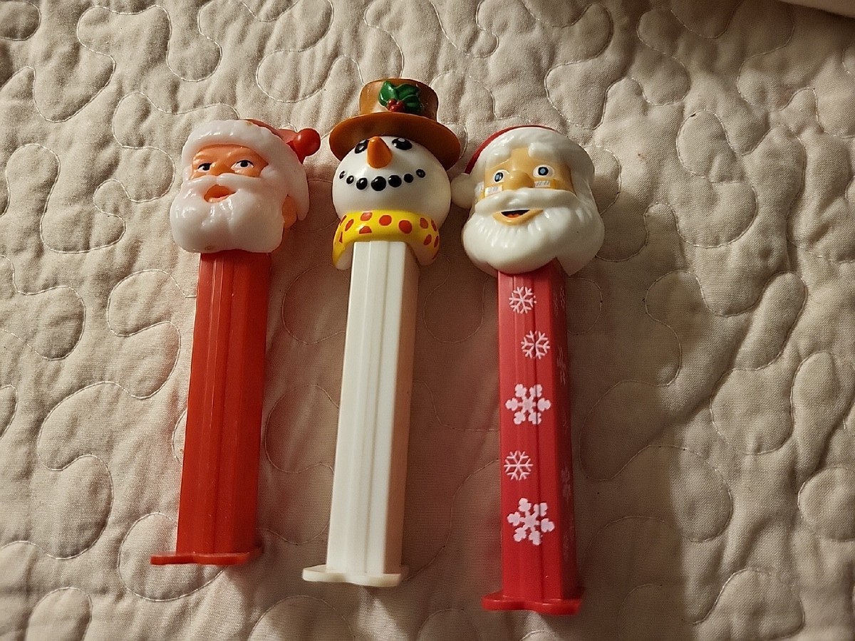 VINTAGE RARE PEZ Dispenser Santa Claus, (2 ) & Snowman Lot Of 3