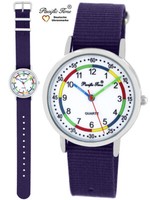 Armbanduhr Kinder Lernuhr MäDchen Kinderuhr Wechselarmband Violett Analog Quarz