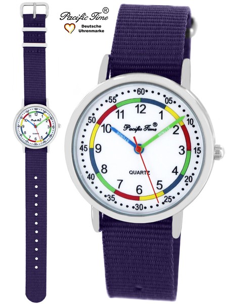 Armbanduhr Kinder Lernuhr MäDchen Kinderuhr Wechselarmband Violett Analog Quarz-image