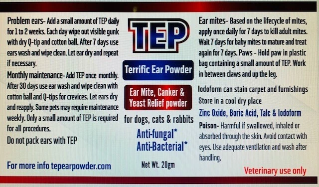 Terrific Ear Powder (TEP) For dogs, cats & rabbits - Image 2 of 3