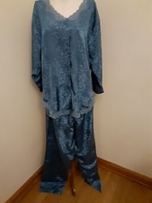 Womens Adonna Sleepwear Pajamas Vintage Medium 2 Pc. Blue