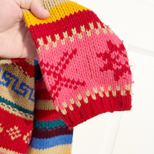 Vintage Liz Claiborne Cardigan Sweater Large Multicolor Knit Fair Isle Stripe - Picture 5 of 8