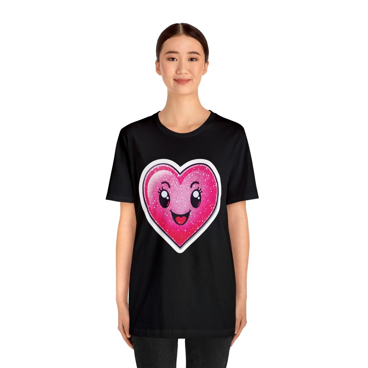 Women's Valentine's Day Graphic Tee - Pink Love Heart Design, Casual Holiday T-Shirt, X-Large - View #3