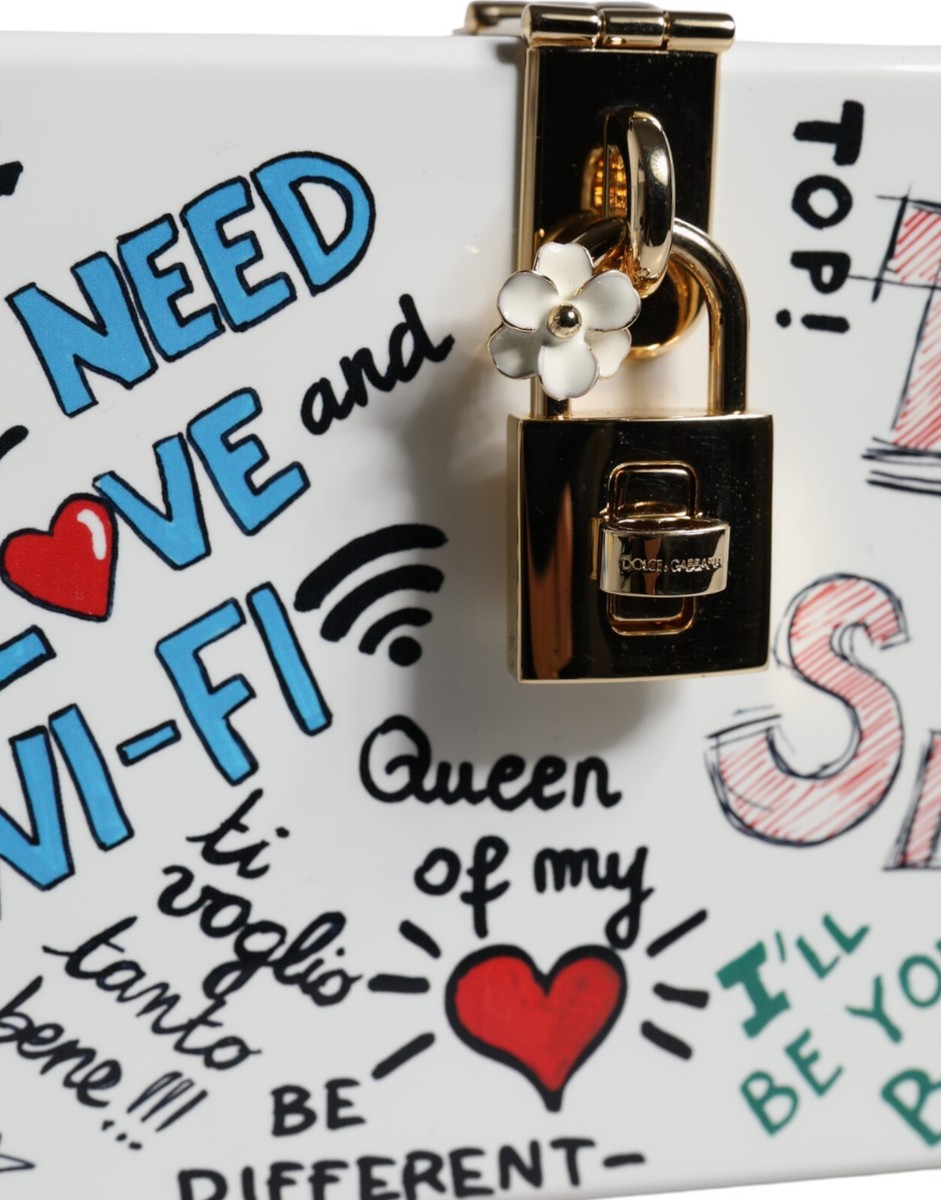 DOLCE & GABBANA Bag White Graffiti Print Clutch Crossbody DOLCE & GABBANA Bag White Graffiti Print Clutch Crossbody