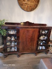 Large Victorian Mahogany Glass Display Sideboard - Pratts of Bradford - 65" Wide