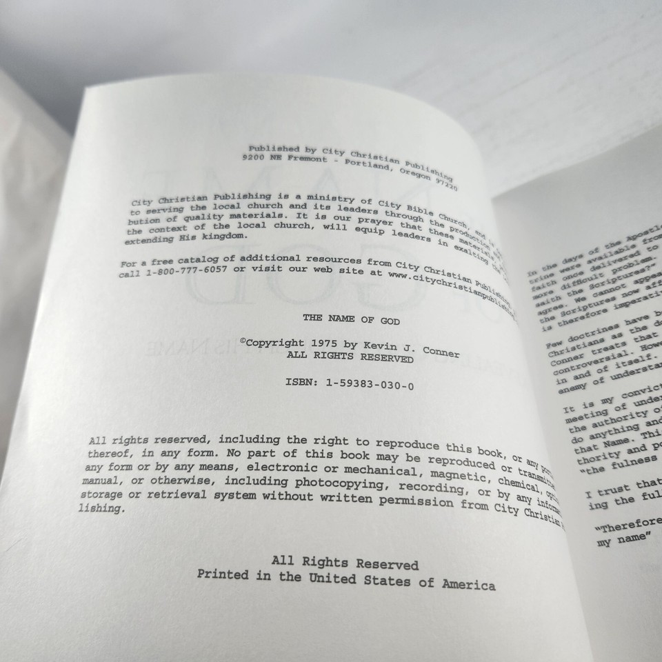 Name Of God Paperback Biblical Studies Reference Book by Conner Kevin