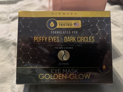 Dermora Under Eye Mask Patches Golden-Glow Puffy Eyes & Dark Circles 20 Pair NEW