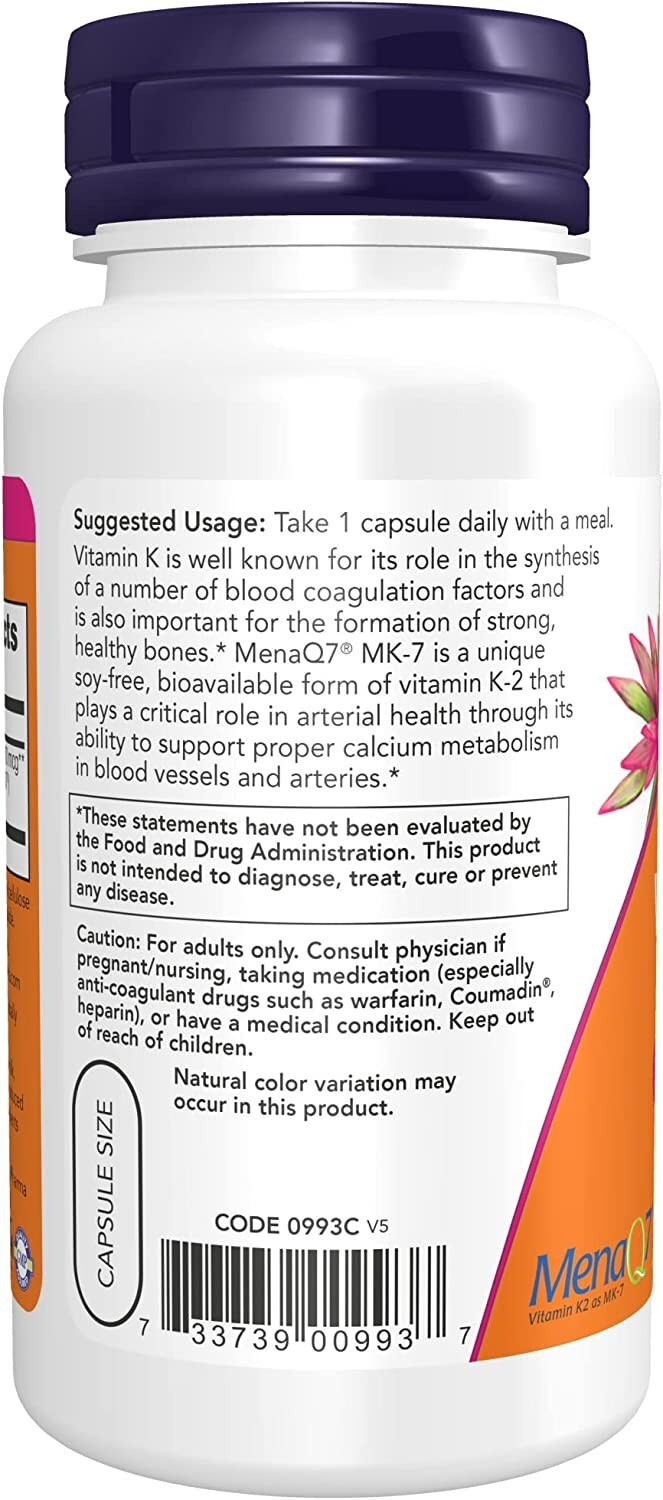 Now Foods Mk 7 Vitamin K 2 100 Mcg Vitamin Capsule 120 Capsules For now-foods-mk-7-vitamin-k-2-100-mcg-vitamin-capsule-120-capsules-for