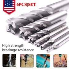 6x LSTOPGO 4Flute End Mill Bits HSS CNC Milling Machine Shank Drill Bit Cutter