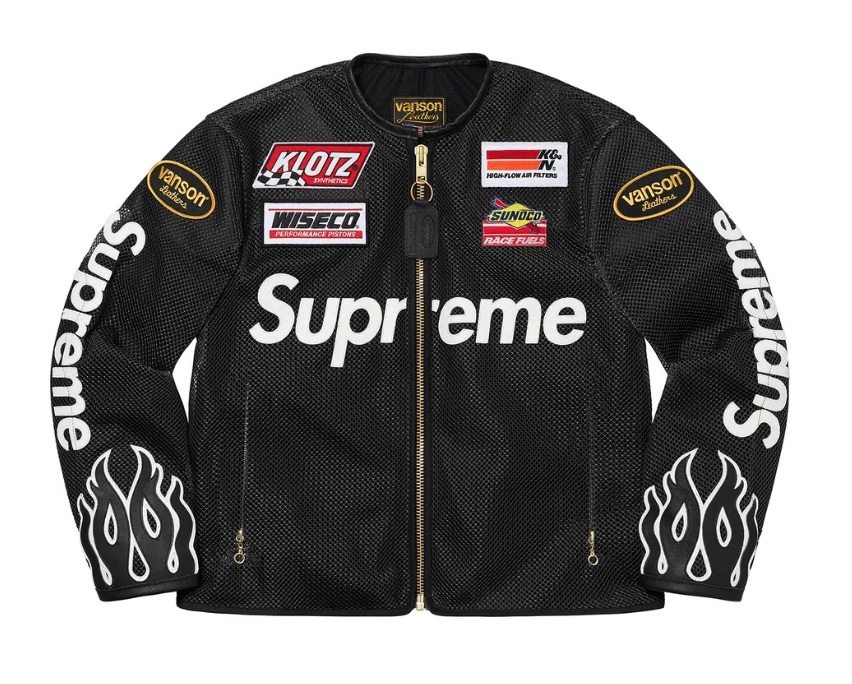 Supreme Vanson Leathers Cordura Mesh Jacket Size Large Black SS22