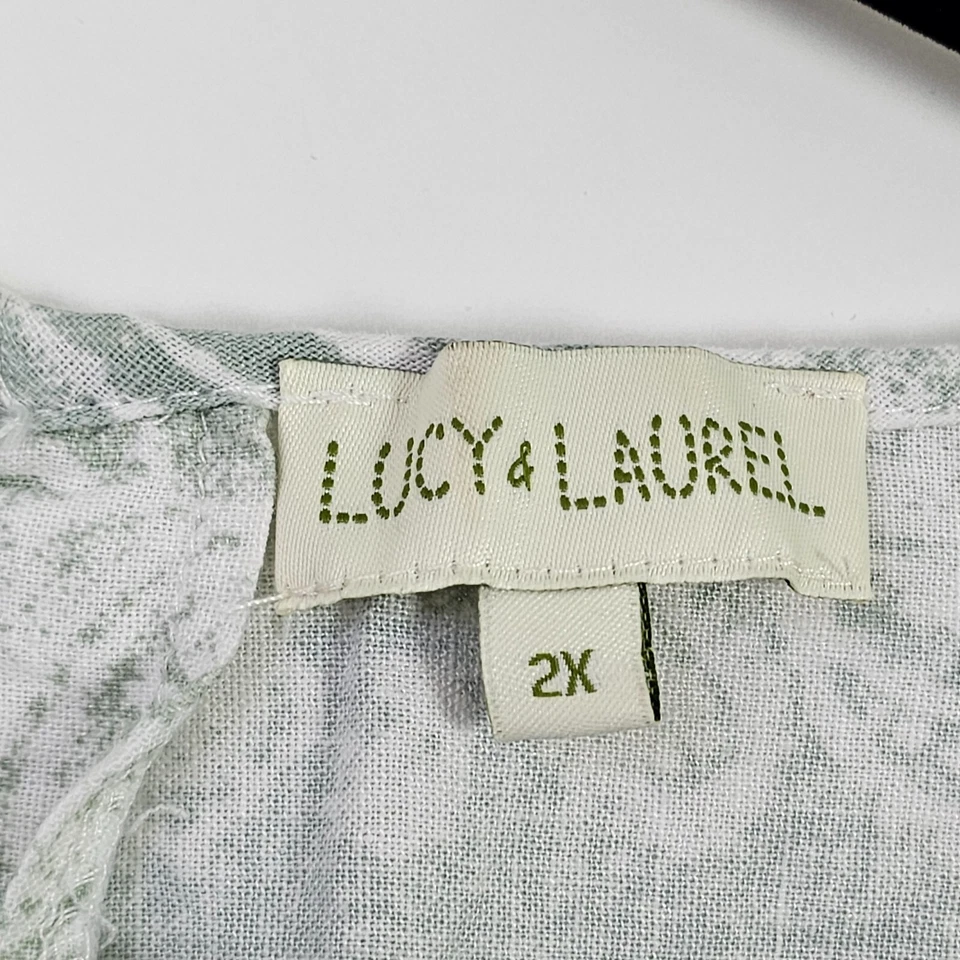 Lucy & Laurel Striped Linen Rayon Blend Womens 2X Cap Sleeve Pullover Top Shirt - Image 3 of 4