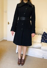 Mackage Black Wool Coat With Leather Belt. Xs