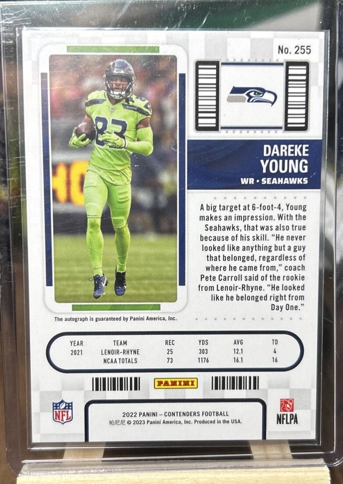 Dareke Young Panini Football Contenders  2022 Auto Rookie Wild Card Round - Image 2 of 2