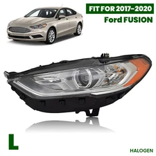 Halogen Headlight For 2017-2020 Ford Fusion w/o DRL w/ Bulbs Left Driver Side