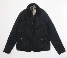 Izabel Womens Black Quilted Jacket Size M Snap