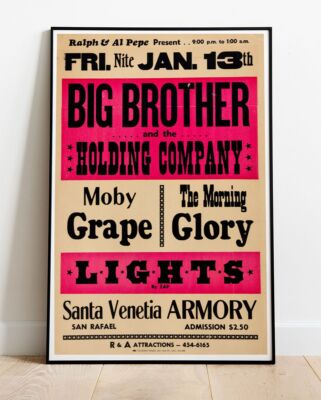 Janis Joplin Bbhc Moby Grape 1967 Tour Poster - Live Up To 36''