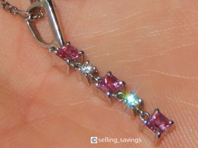 900 PLATIN 1,00 TCW ROSA SAPHIR & DIAMANT SCHWEBEND BEWEGLICH ANHÄNGER HALSKETTE