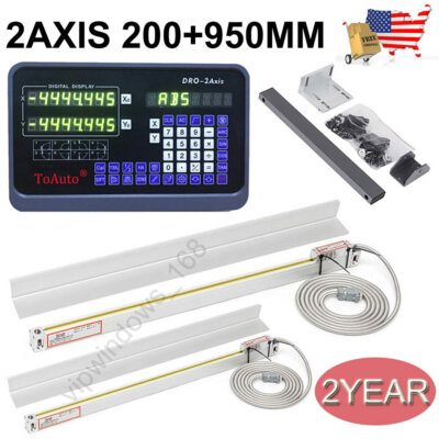2 Axis Digital Readout DRO Display 8'' 38'' 5um Linear Scale Encoder CNC, US STOCK