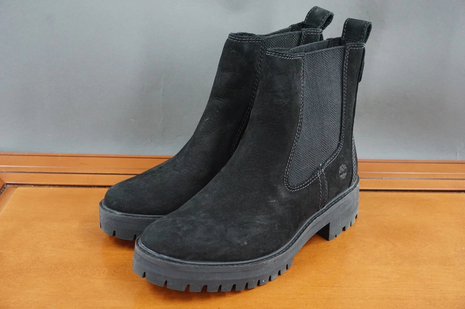 Timberland Courmayeur Valley Chelsea stivali scarpe donna 8 5 nero nabuk pull on
