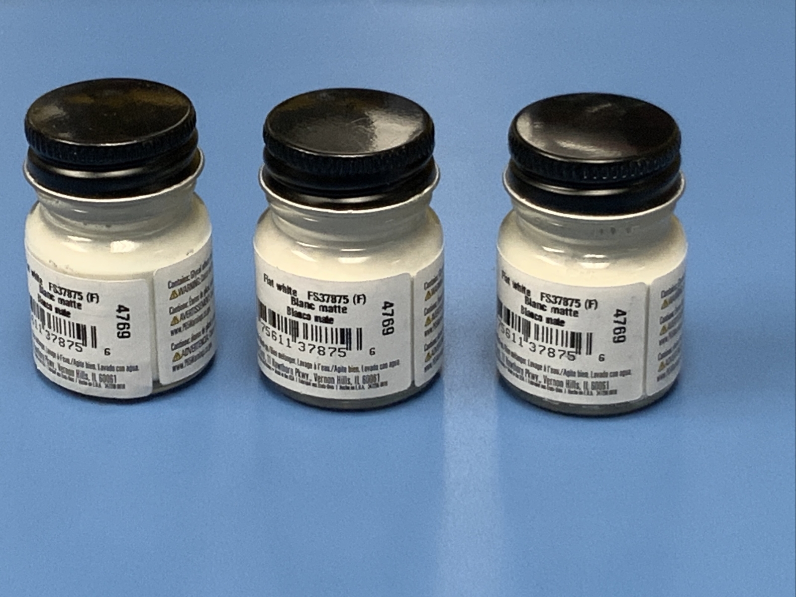 TESTORS PAINT MODEL MASTER FLAT WHITE ACRYLIC 1/2oz 4769 (3 Bottles