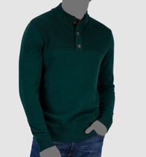  60 Club Room Men's Green Mock Neck Long Sleeve Button Up Sweater Size M