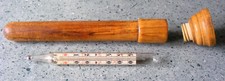 VINTAGE FRENCH DAIRY FLOATING THERMOMETER IN A QUALITY WOODEN SCREW TOP TUBE