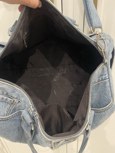 Vintage Levi Strauss Tote Crossbody Bag Denim Made Of Jeans 18” X 12” Vtg Handle - Imagen 9 de 10