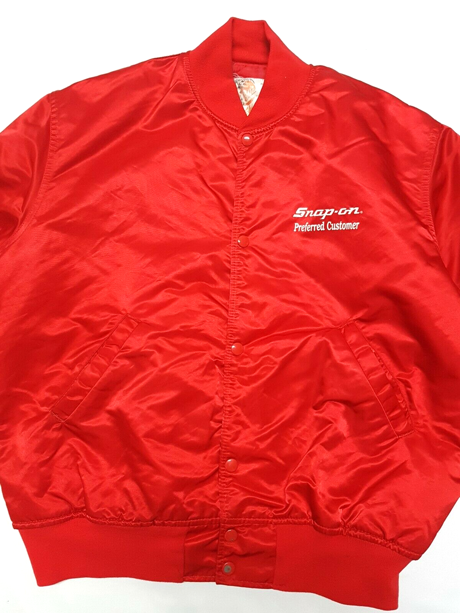 VINTAGE 90'S SNAP ON TOOLS USA EAGLE RED SATIN BOMBER JACKET L | eBay