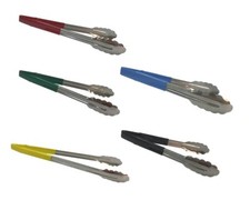 12" Colour Coded  Food Serving Tongs (Black, Red, Yellow, Green, Blue)