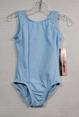 Body Wrappers Cotton Tank Leotard Light Blue Scoop Front & Back Neckline SZ 4-6C