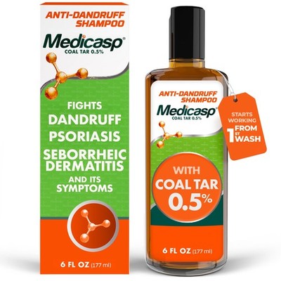 Medicasp Coal Tar Anti-Dandruff Shampoo Psoriasis Seborrheic Dermatitis Flakes