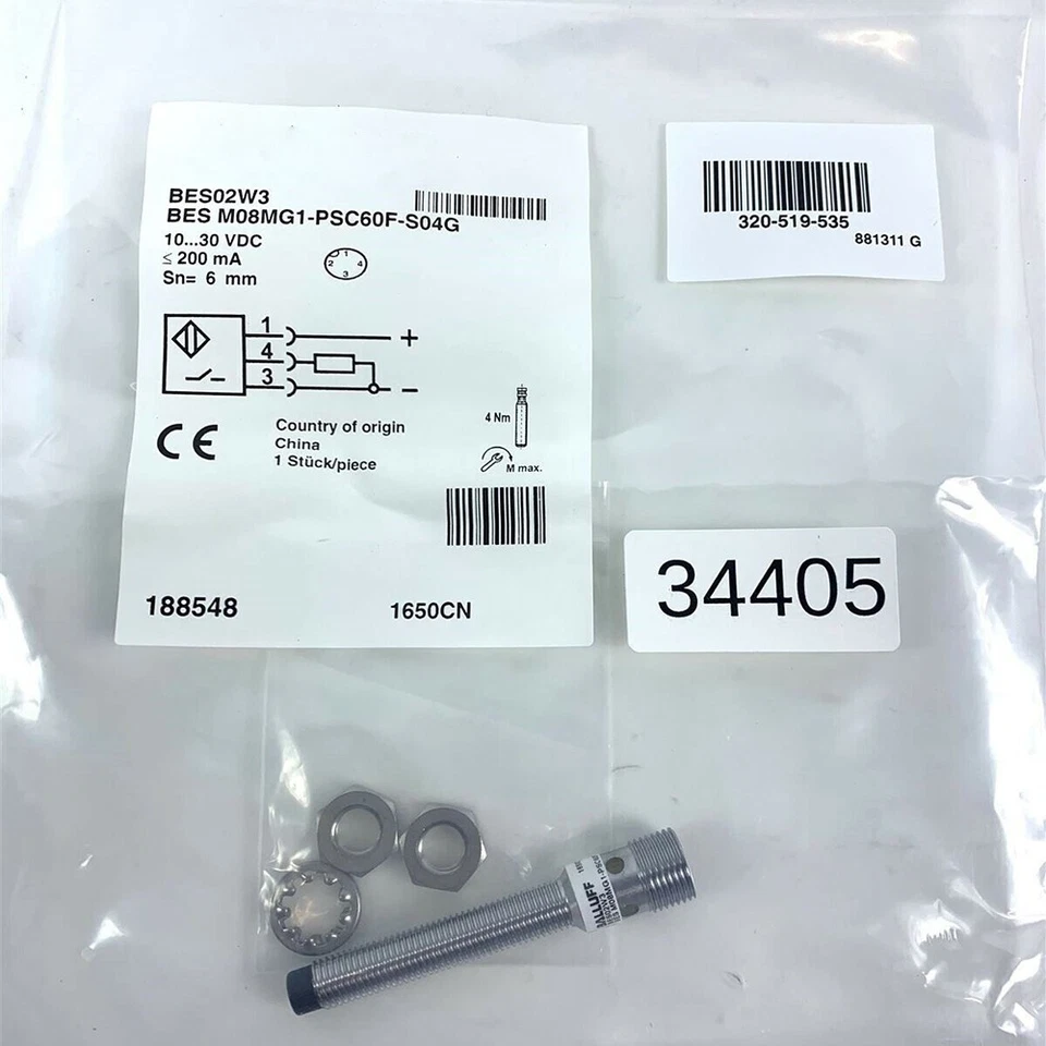 10-30V DC Inductive Sensor Proximity Sensor For BES02W3 BES M08MG1-PSC60F-S04G - Image 2 of 3