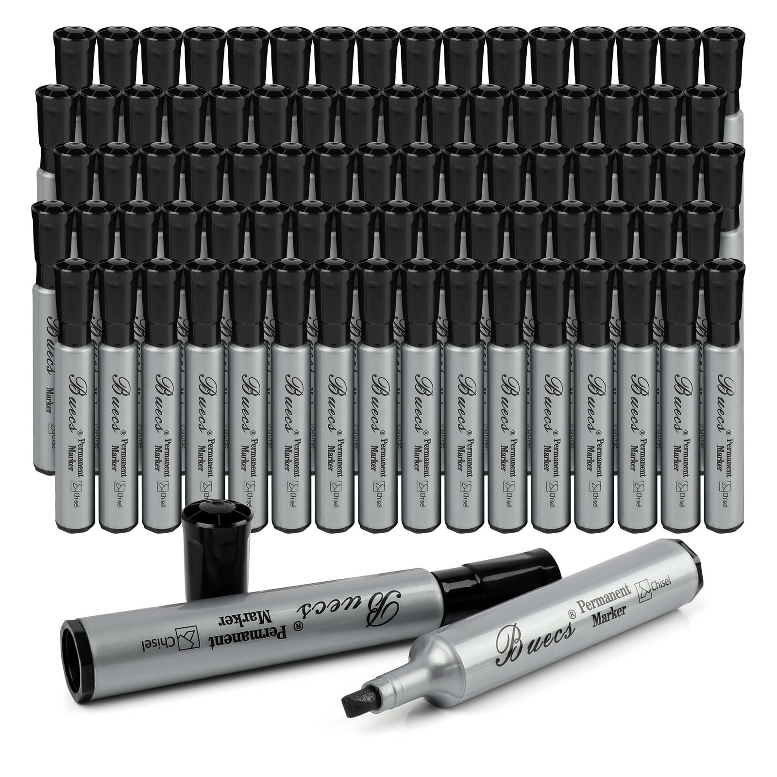 Permanent Markers, 80 Count Black Permanent Markers, Chisel 