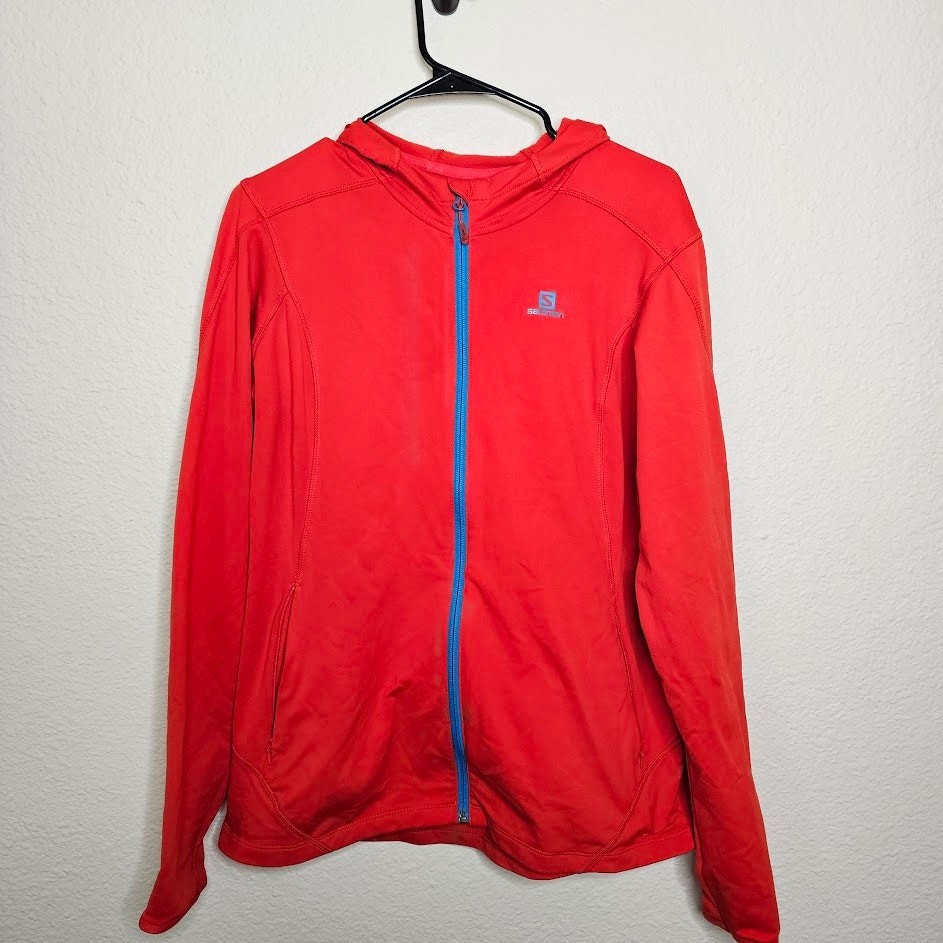 Salomon Discovery giacca media con cappuccio rosso e blu donna running taglia XL