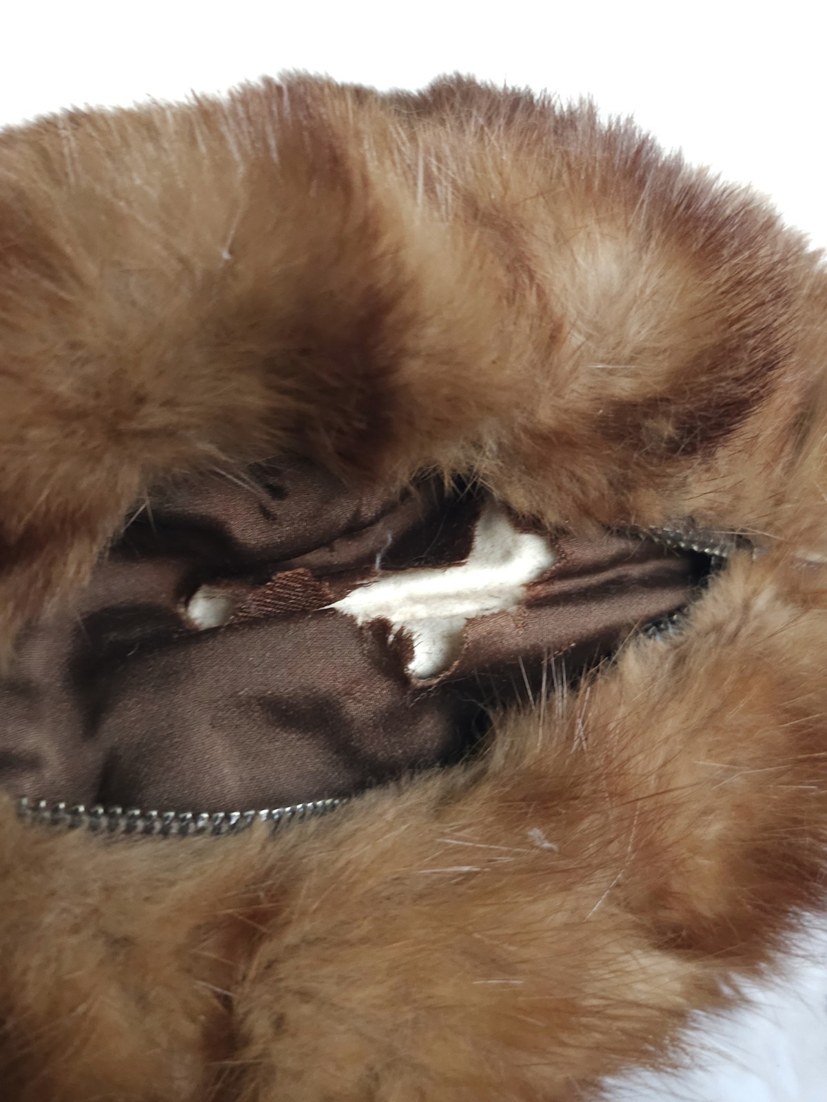 Vintage Rare Fur Hand Muff with Zip Pocket & Matching Pom-Pom 1950s 1960s image 7
