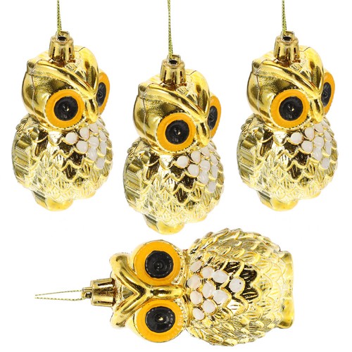 4pcs Christmas Tree Owl Decor Pendant Xmas Window Wall Creative Ornaments - Zdjęcie 3 z 12