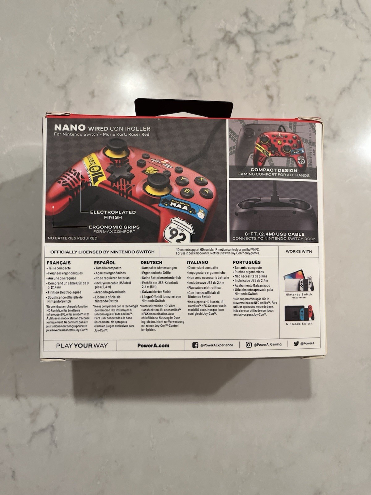 PowerA Mario Kart Nano Controller Wired for Nintendo Switch Red